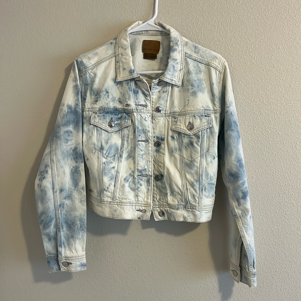 Acid wash tie dye jean jacket